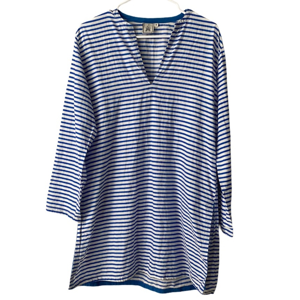 Toss Designs Blue White Stripe Tunic Dress Medium